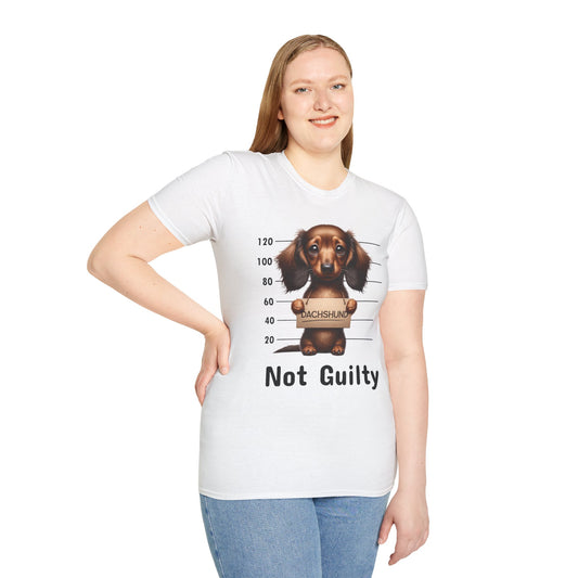 Dachshund Mugshot T-Shirt – "Not Guilty" / "Guilty" Cute Wiener Dog Tee