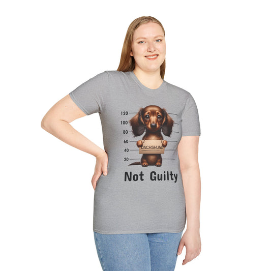 Dachshund Mugshot T-Shirt – "Not Guilty" / "Guilty" Cute Wiener Dog Tee